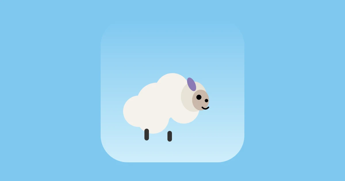 Helium Sheep — a sheep preparing to fly across a crocodile-filled river